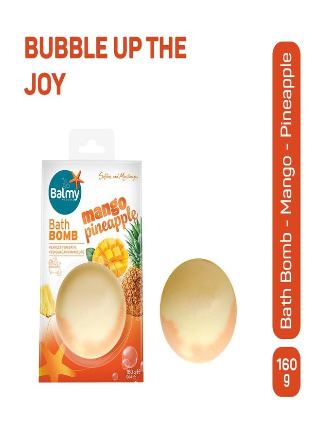Balmy Mango Pineapple Bath Bomb - Tropical Scented Fizzy with Vitamin E & Glycerin, Moisturizing 5.6 oz - Image 2
