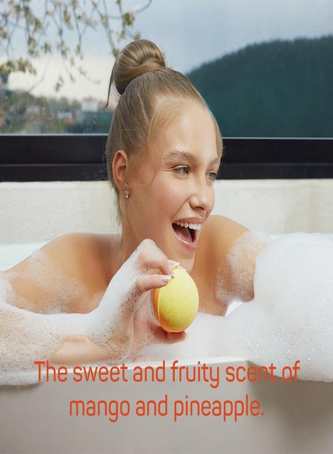 Balmy Mango Pineapple Bath Bomb - Tropical Scented Fizzy with Vitamin E & Glycerin, Moisturizing 5.6 oz - Image 3