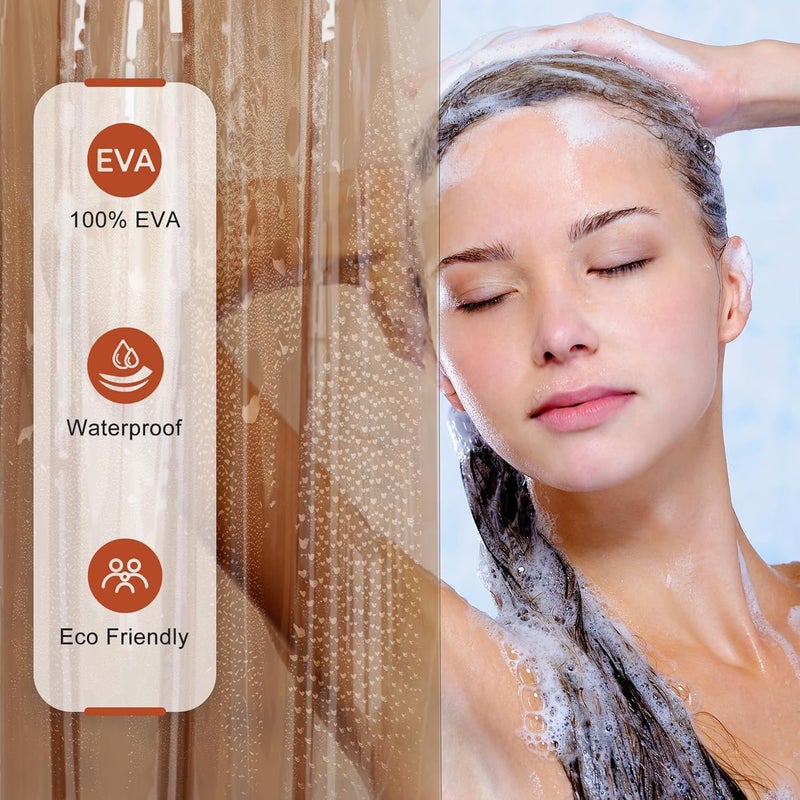 AmazerBath Shower Curtain Liner, 100% EVA Soft Clear Amber Heavy Duty Shower Curtain and Liner 2-in-1, 72x72 Luxury Plastic Weighted Bathroom Shower Liner, 12 Rustproof Grommets & 3 Heavyweight Stones - Image 5