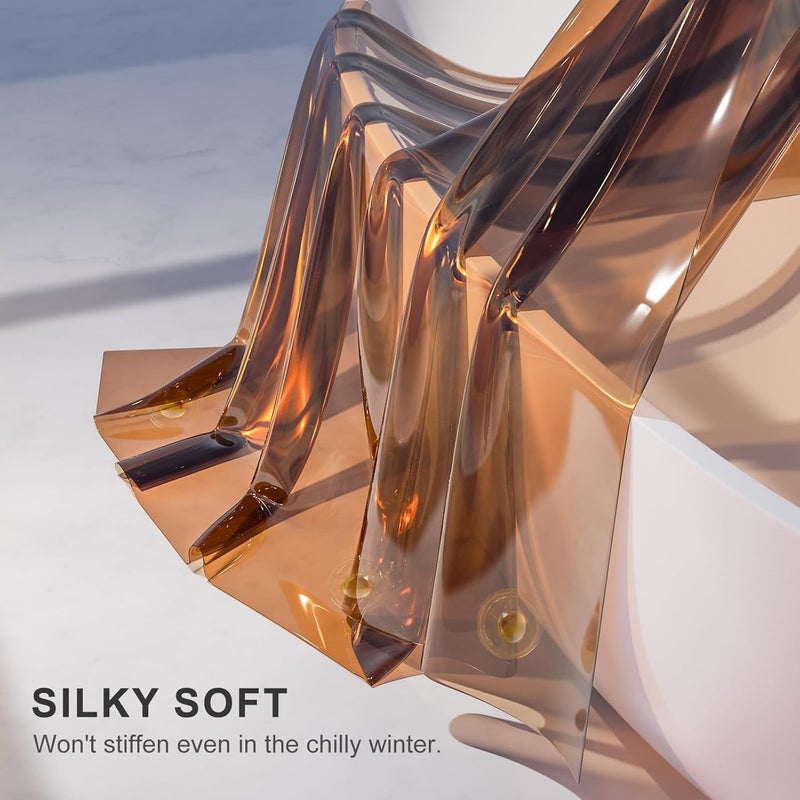 AmazerBath Shower Curtain Liner, 100% EVA Soft Clear Amber Heavy Duty Shower Curtain and Liner 2-in-1, 72x72 Luxury Plastic Weighted Bathroom Shower Liner, 12 Rustproof Grommets & 3 Heavyweight Stones - Image 2