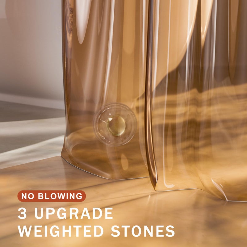 AmazerBath Shower Curtain Liner, 100% EVA Soft Clear Amber Heavy Duty Shower Curtain and Liner 2-in-1, 72x72 Luxury Plastic Weighted Bathroom Shower Liner, 12 Rustproof Grommets & 3 Heavyweight Stones - Image 3