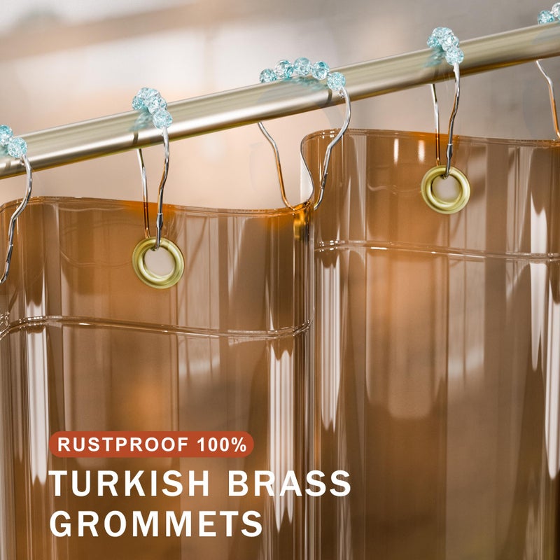 AmazerBath Shower Curtain Liner, 100% EVA Soft Clear Amber Heavy Duty Shower Curtain and Liner 2-in-1, 72x72 Luxury Plastic Weighted Bathroom Shower Liner, 12 Rustproof Grommets & 3 Heavyweight Stones - Image 4