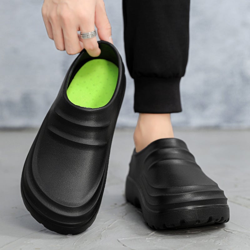 Chef Leather Shoes Men'S Black Kitchen Waterproof And Oil-Proof Non-Slip Wear-Resistant Slip-On Soft Bottom Work Shoes - Image 5