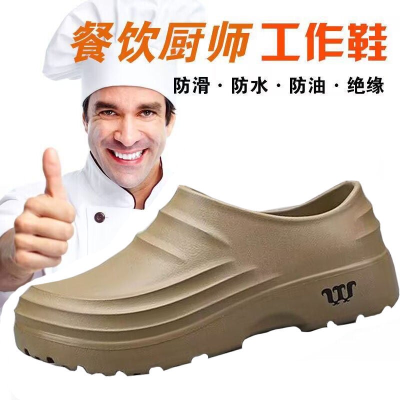 Chef Leather Shoes Men'S Black Kitchen Waterproof And Oil-Proof Non-Slip Wear-Resistant Slip-On Soft Bottom Work Shoes - Image 4