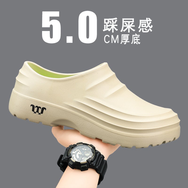 Chef Leather Shoes Men'S Black Kitchen Waterproof And Oil-Proof Non-Slip Wear-Resistant Slip-On Soft Bottom Work Shoes - Image 1