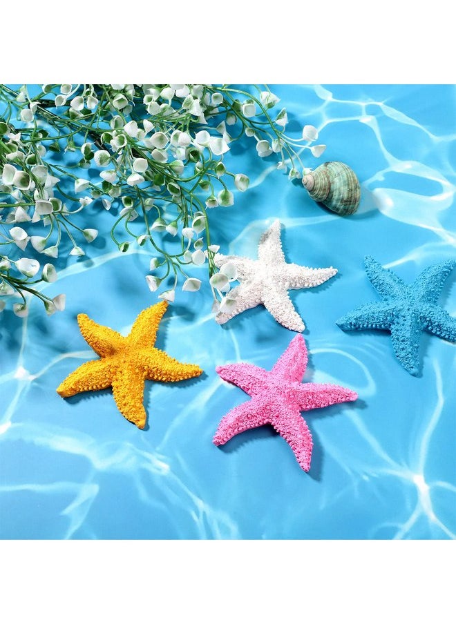 Frienda Frienda 4 Pieces Resin Starfish Aquarium Decoration Multi-Colored Aquarium Artificial Starfish Ornament for Fish Tank Home Wedding Table Decor DIY Crafts, 2.95 Inch  - Image 4