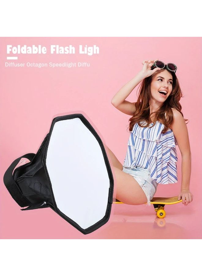 Black Cloth Octagon Flash Softbox 7 87 Inch Folding Speedlight Diffuser For Enhanced Photography Lighting - Image 4