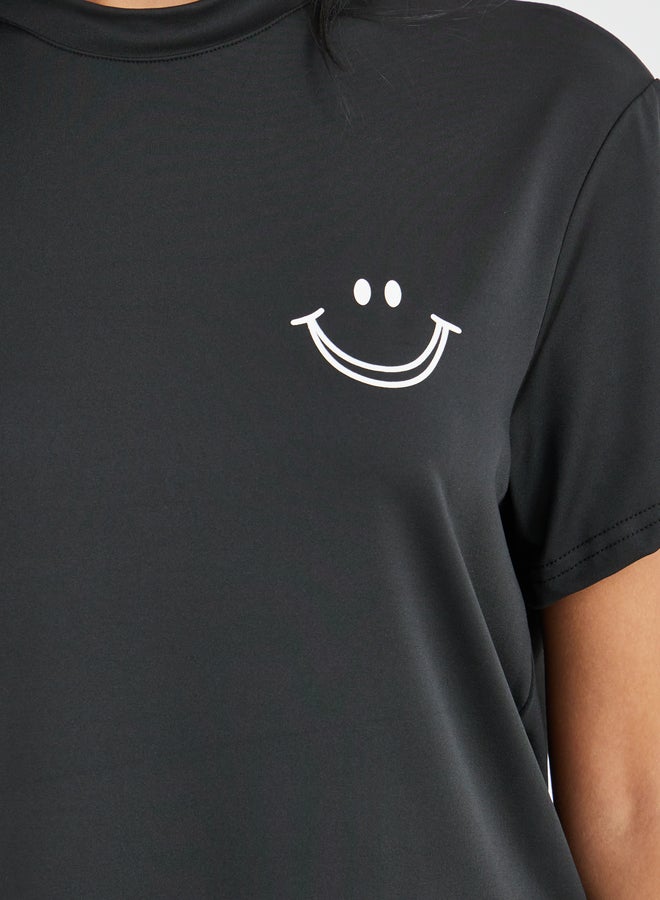 Take Two Smiley Face Print Short Sleeve T-Shirt and Leggings Co-Ords - Image 4