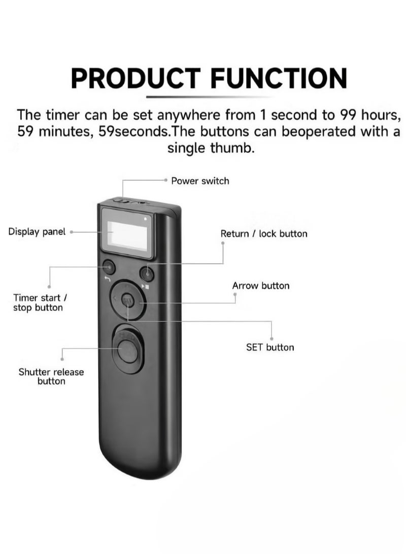 SYOSI Digital Timer Remote Shutter, Long Range Release Trigger Intervalometer For Camera With LCD Display, Lightweight Camera Wireless Shutter, (Wired RST 55000C2, Compatible With Canon Camera)  - Image 3
