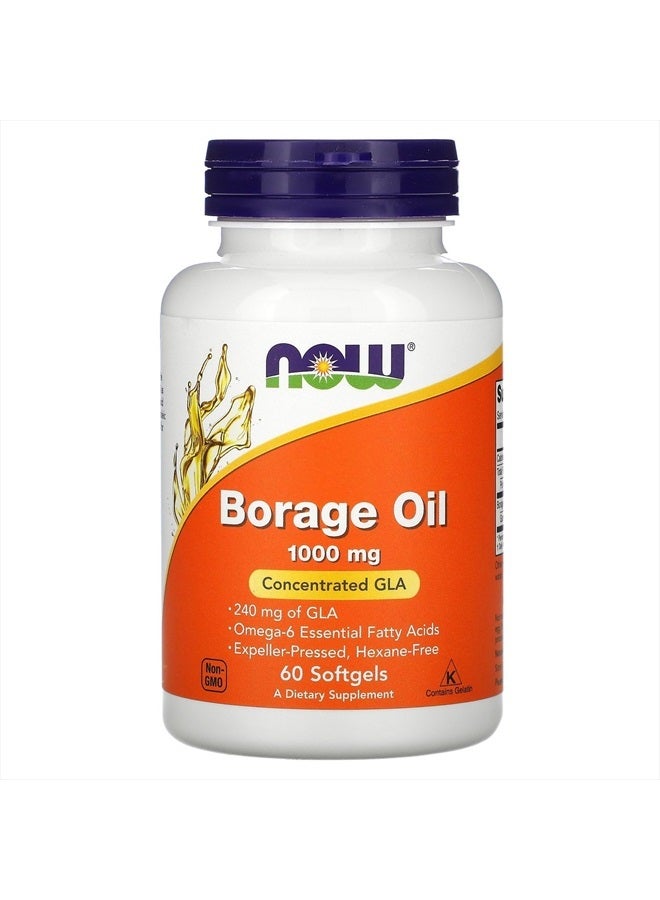 now مكملات، زيت بوراژ 1000 ملغ مع 240 ملغ من GLA (حمض غاما لينولينيك)، 60 كبسولة لينة - Image 1
