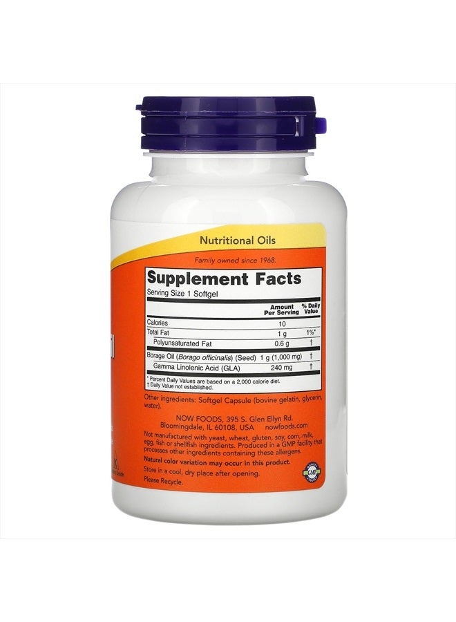 now مكملات، زيت بوراژ 1000 ملغ مع 240 ملغ من GLA (حمض غاما لينولينيك)، 60 كبسولة لينة - Image 2