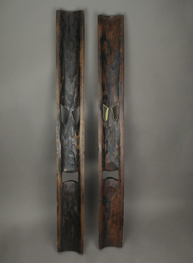 Things2Die4 Hand Crafted Wooden Plumeria Flower Tropical Tiki Wall Masks 39 Inch Set of 2, Brown - Image 3