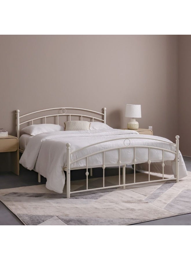 DANUBE HOME سرير ملكي معدني بيللا كيرف 160x200 | تصميم حديث مزدوج أبيض - Image 1