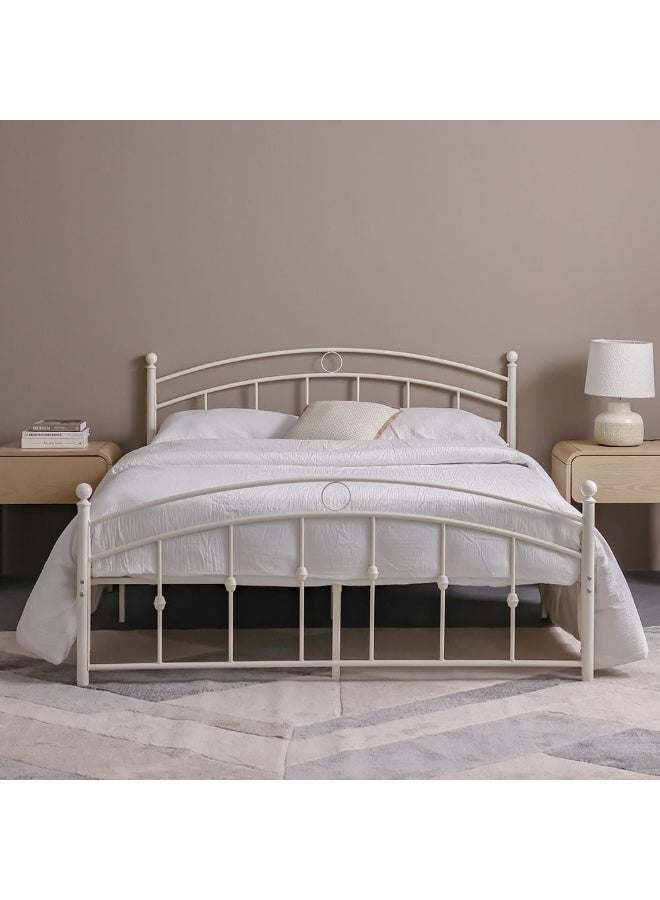 DANUBE HOME سرير ملكي معدني بيللا كيرف 160x200 | تصميم حديث مزدوج أبيض - Image 2