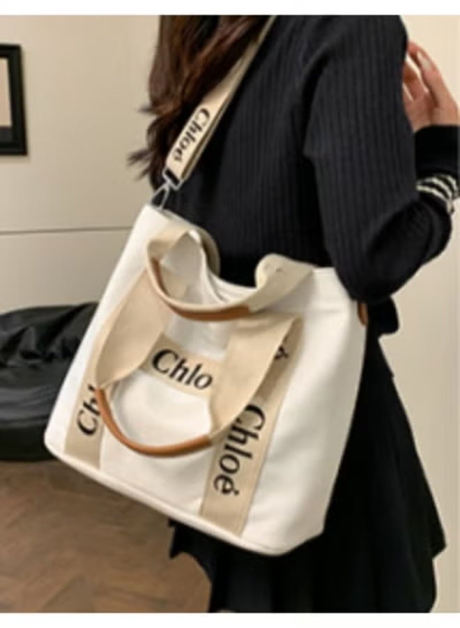 Chloe Chloé Canvas Tote：Logo - Emblazoned Straps, Minimalist Chic  40cm*29cm*15cm - Image 3