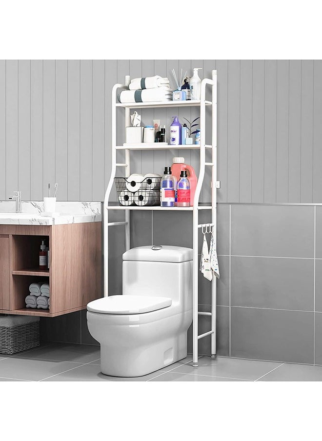 ALMUFARREJ 3-Tier Over Toilet Storage Bathroom Shelving Rack White 25x160x47cm  - Image 1