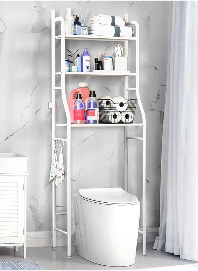 ALMUFARREJ 3-Tier Over Toilet Storage Bathroom Shelving Rack White 25x160x47cm  - Image 2