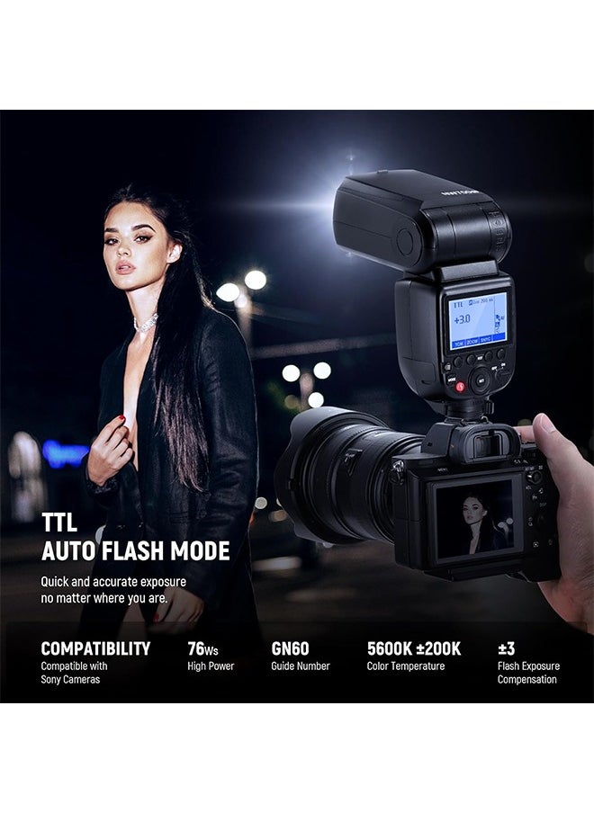 Neewer NEEWER NW700-S TTL Flash Speedlite Compatible with Sony DSLR Cameras, 1/8000s High Speed Sync Speedlight, 1/1-1/256 Output, TCM Function, 230 Full Power Flash, 0.1-2.7s Fast Recycling Flashlight  - Image 2
