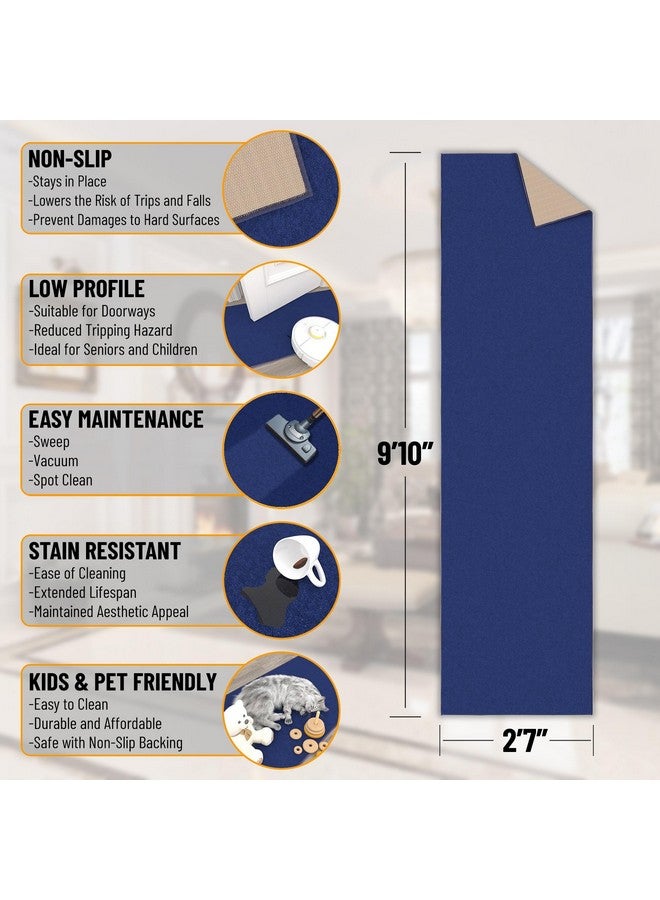 Ottomanson Hallway Runner Rug 2'7" x 9'10" Non Slip Solid Area Rugs Easy to Clean Laundry Rug Runner Durable & Pet Friendly Floor Carpet Runners for Hallways Entryway Living Room Kitchen, Navy - Image 2