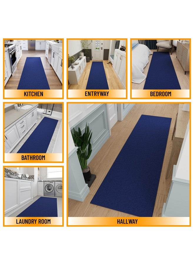 Ottomanson Hallway Runner Rug 2'7" x 9'10" Non Slip Solid Area Rugs Easy to Clean Laundry Rug Runner Durable & Pet Friendly Floor Carpet Runners for Hallways Entryway Living Room Kitchen, Navy - Image 3