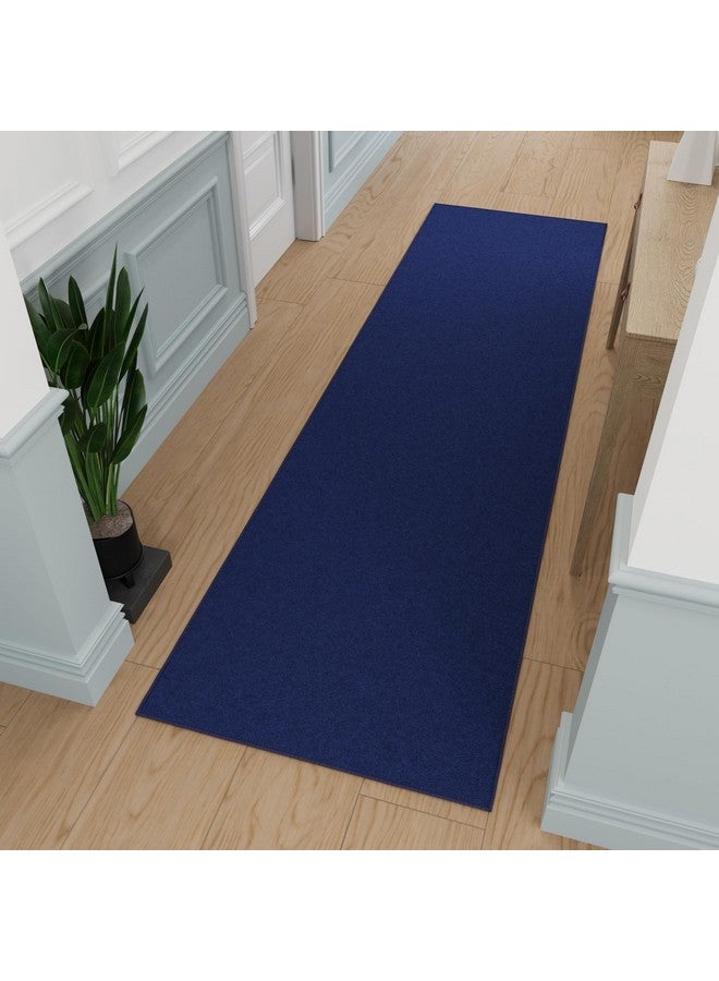 Ottomanson Hallway Runner Rug 2'7" x 9'10" Non Slip Solid Area Rugs Easy to Clean Laundry Rug Runner Durable & Pet Friendly Floor Carpet Runners for Hallways Entryway Living Room Kitchen, Navy - Image 1