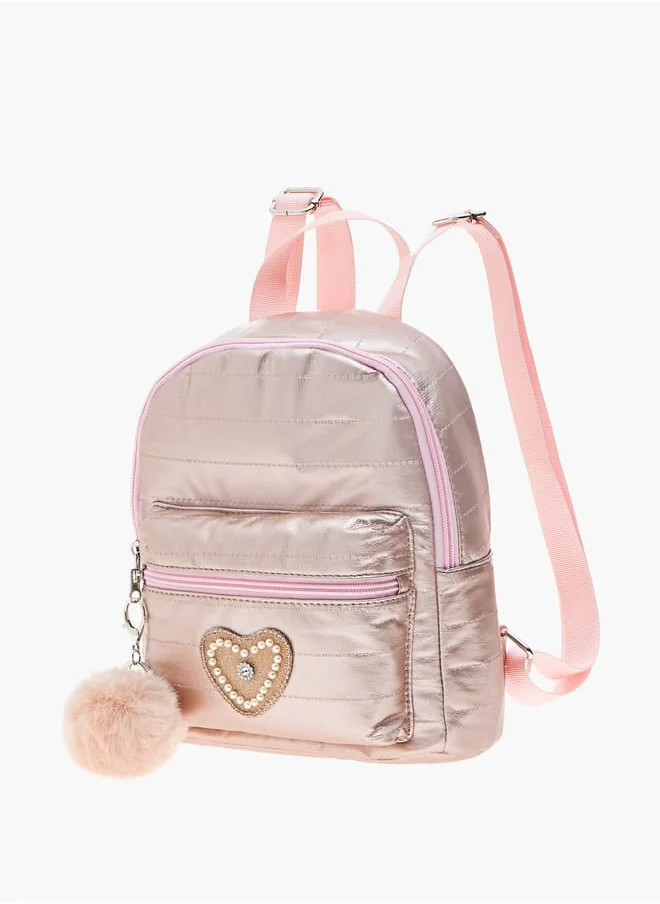 Little Missy Heart Accent Backpack with Adjustable Straps and Zip Closure