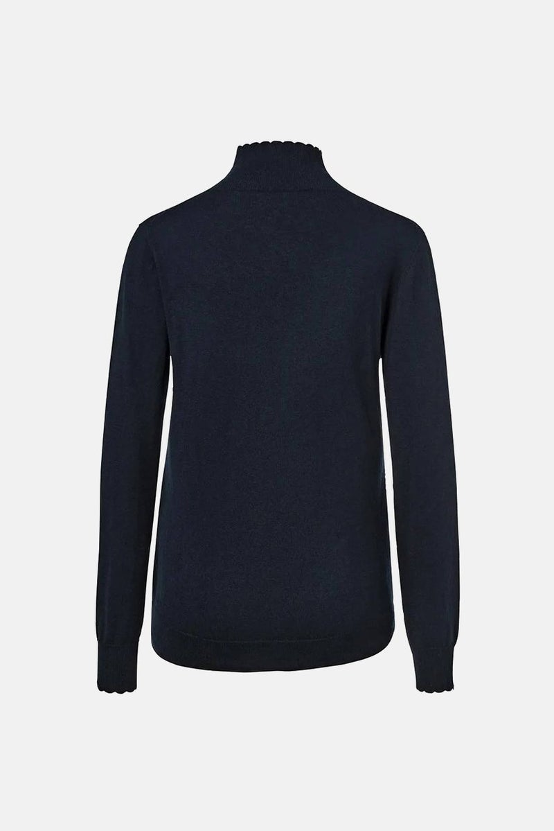 Tchibo Women High Neck Textured Sweater, Navy  - Image 3