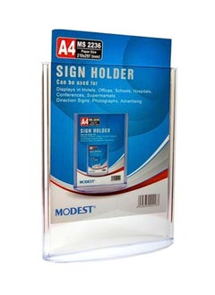MODEST A4 Portrait Sign Holder, 210x297mm, Clear  - Image 1