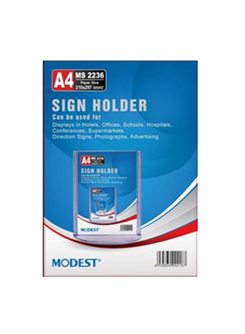 MODEST A4 Portrait Sign Holder, 210x297mm, Clear - Image 2