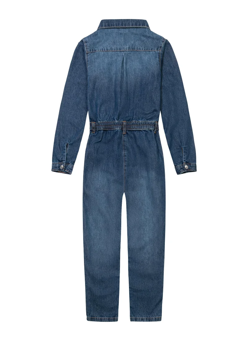 مينوتي Kids Girls Denim Boiler Suit