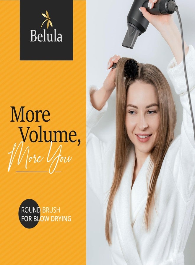 Belula Boar Bristle Round Brush for Blow Out Set by Belula. Round Hair Brush For Blow Drying. Medium 2.4” Wooden Barrel. Hairbrush Ideal to Add Volume and Body. Free 3 x Hair Clips & Travel Bag - Image 2