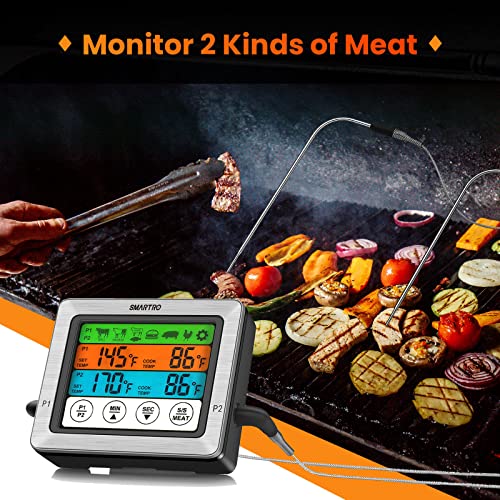 SMARTRO ST54 Dual Probe Digital Meat Thermometer for Cooking Food Kitchen Oven BBQ Grill with Timer Mode and Commercial-Grade Probes - Image 2