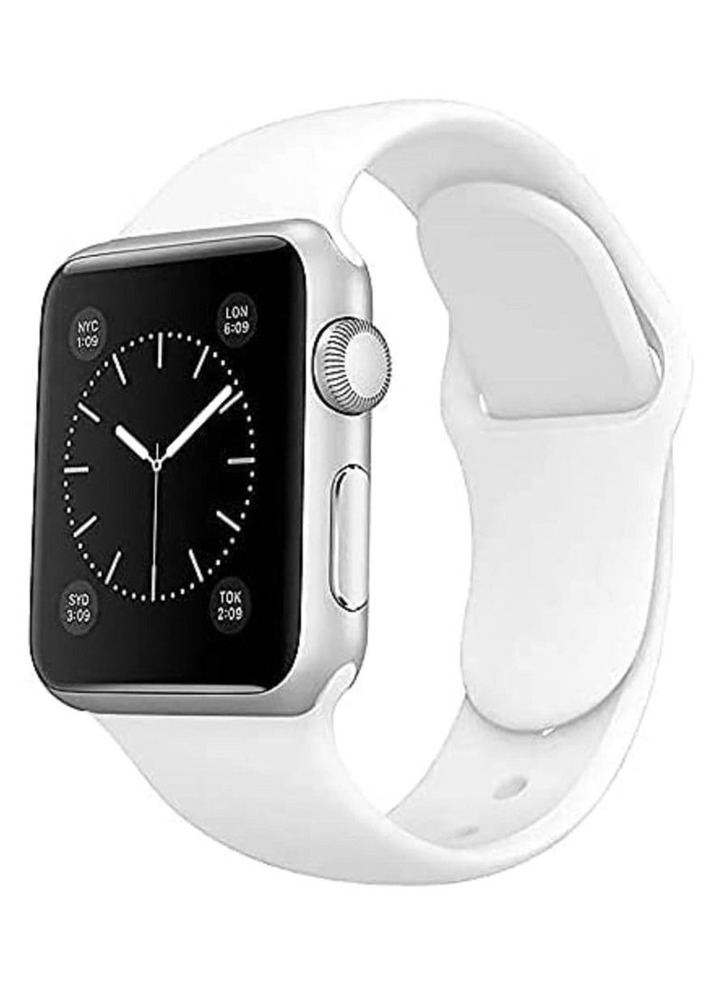 Sport Band for Apple Watch 44mm 42mm 45mm 49MM, Soft Silicone Strap Replacement iWatch Bands for Apple Watch Sport Series 4/5/6/7/8/Se -  (White M/L - Image 1
