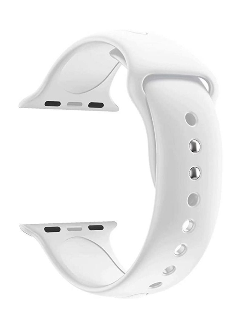 Sport Band for Apple Watch 44mm 42mm 45mm 49MM, Soft Silicone Strap Replacement iWatch Bands for Apple Watch Sport Series 4/5/6/7/8/Se -  (White M/L - Image 2