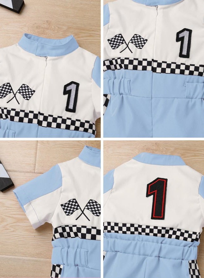 IMEKIS Baby Race Car Driver : Fast One First Birthday Outfit Boys Girls Racecar Suits Jumpsuit 1T Racing 1st Smash Cake Photoshoot Toddler Light Blue 1 9-12 Months - Image 5
