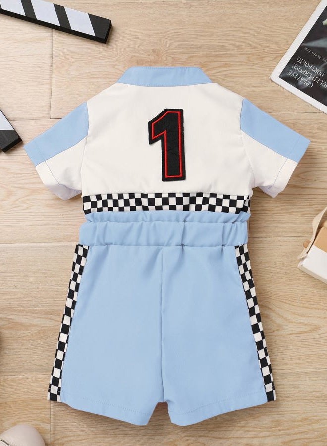 IMEKIS Baby Race Car Driver : Fast One First Birthday Outfit Boys Girls Racecar Suits Jumpsuit 1T Racing 1st Smash Cake Photoshoot Toddler Light Blue 1 9-12 Months - Image 4