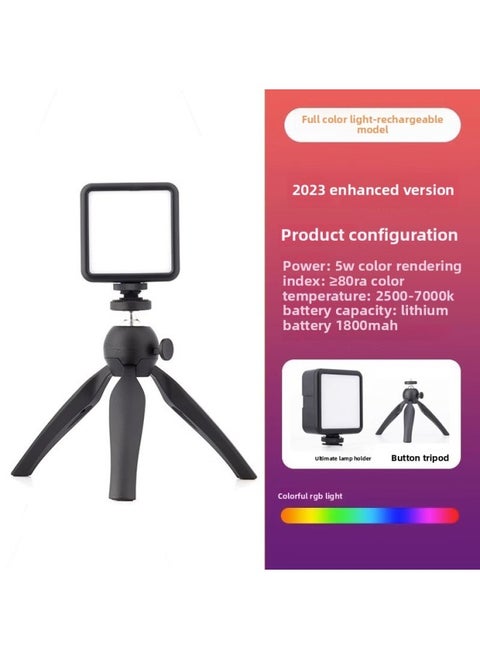 Mini Portable Fill Light RGB Full Color Selfie Phone Camera Pocket Led Small Vlog Handheld Soft Light-Specifications:No.30 [RGB Full Color Enhanced] Light Button Tripod