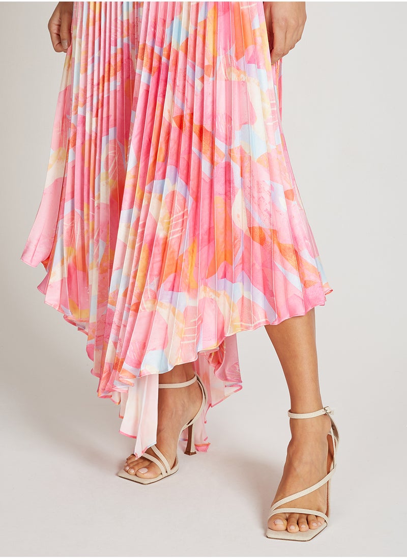 Little Mistress Pleated Plunge Neck Maxi Dress  - Image 3