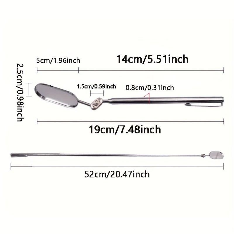 Silvery 360 Degree Rotating Retractable Inspection Mirror Conductive Mechanic Tool Car Maintenance - Image 2