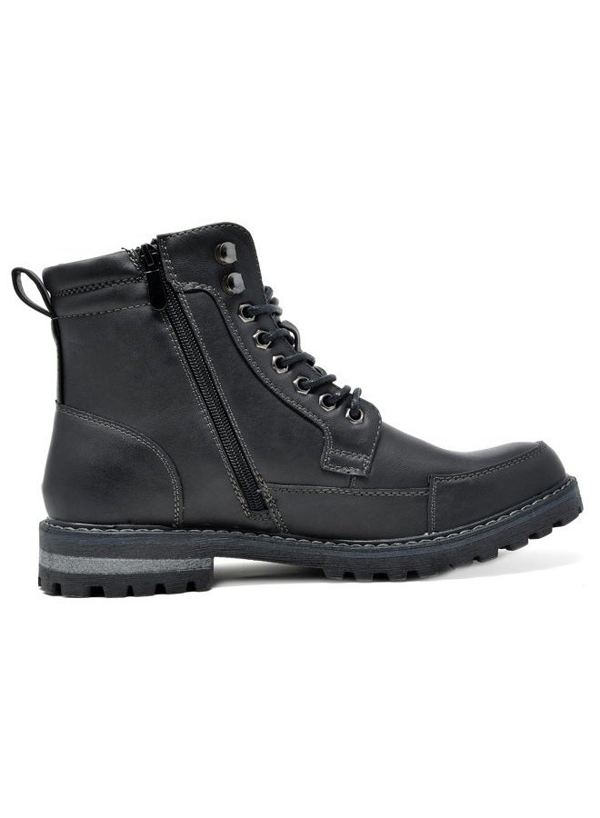 Bruno Marc Men's Motorcycle Combat Boots Warm Zipper Biker Riding Oxford Boot, Black, 12 - Image 3