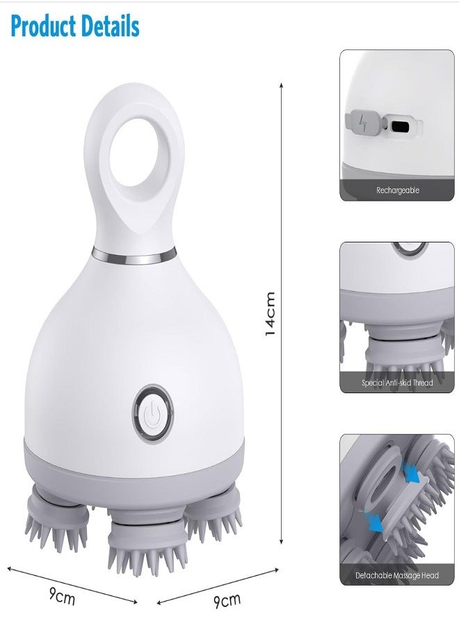 Generic Electric Scalp Massager, Waterproof Portable Head Massager for Hair Growth Handheld Hair Massager with 4 Massage Heads, Detachable and Washable Handheld Scratcher for Deep Clean Hair Growth Head Relax  - Image 5