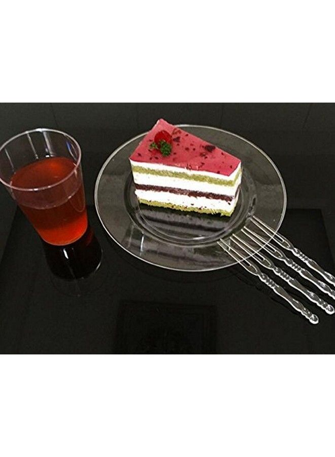 Comicfs 300Pcs Disposable Plastic Fruit Forks 4" Forks Bistro Cocktail Forks Tasting Appetizer Forks Set Toothpick Forks Portable Salad Fruit Forks Mini Cake Forks (Clear) - Image 4