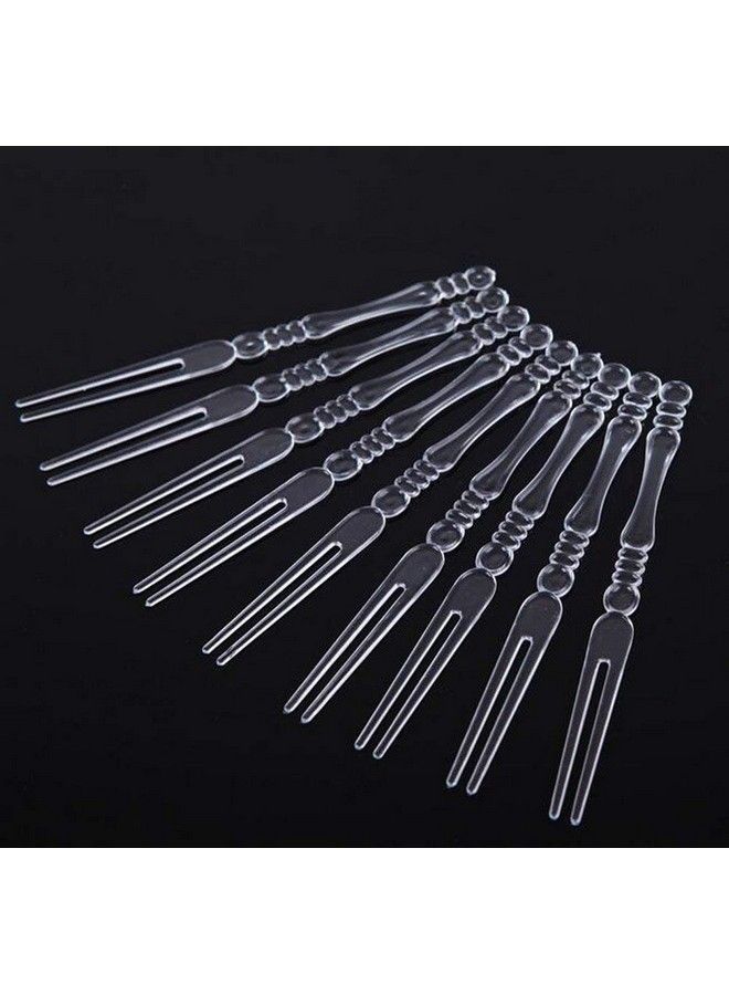 Comicfs 300Pcs Disposable Plastic Fruit Forks 4" Forks Bistro Cocktail Forks Tasting Appetizer Forks Set Toothpick Forks Portable Salad Fruit Forks Mini Cake Forks (Clear) - Image 3