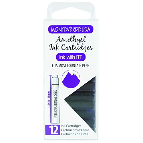 Monteverde USA International Standard Ink Cartridges - Amethyst - Rich Purple Ink for Elegant Writing, Compatible with Most Fountain Pens, 12-Pack Box - Image 1