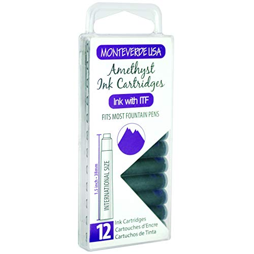 Monteverde USA International Standard Ink Cartridges - Amethyst - Rich Purple Ink for Elegant Writing, Compatible with Most Fountain Pens, 12-Pack Box - Image 4