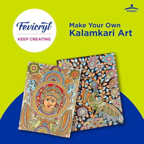 Fevicryl DIY Art of India Kalamkari Art kit | DIY Acrylic Painting Set with Acrylic Paints 12 Shades | Set of 2 Round Brushes | Pre-Designed Canvas 8 x10 | Ideal for Festive Gifting - Image 3
