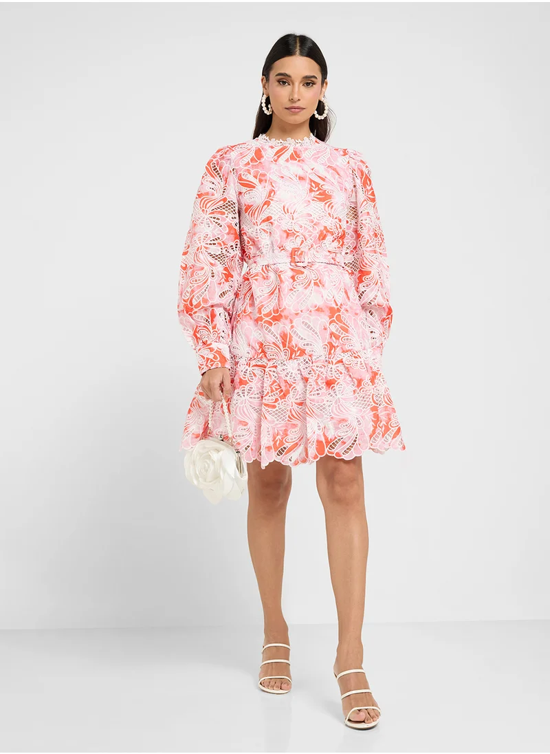 ياس Floral Print Puff Sleeve Dress