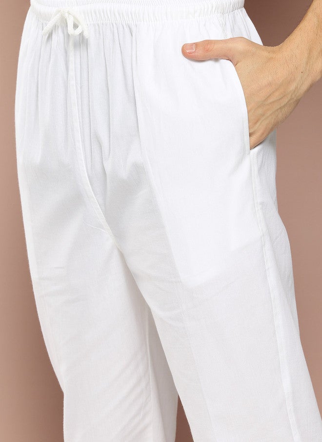 see designs Embroidered Kurta with Solid Pyjamas for Men - Image 3