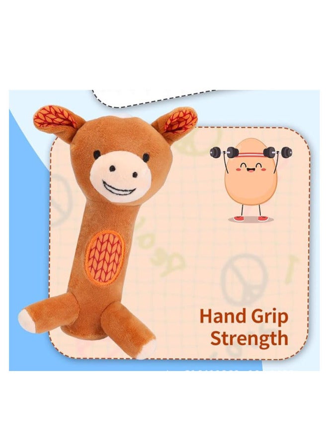 Baby Rattle Plush Soft Hand Stick Animal Baby Toy 3-12 Months Newborn Gift Suit-Color:House 4-piece Set - Image 5