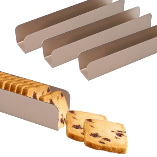 4PCS Cookie Cutter Long Non Stick Rectangle Cookie Cutters Carbon Steel Cookie Mold U Shape Biscuit Cake Bread Mold for Baking Fondant Baguette Dessert 95x18x16